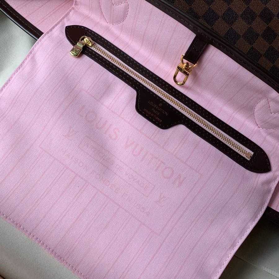 Neverfull N41603 rose ballerine inside MM Damier Azur Bag Damier GHW Used