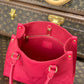 M45660 ONTHEGO PM tote bag Oversized monogrm empreinte leather Rose Red
