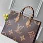 M45321 ONTHEGO MM TOTE BAG BROWN RED MONOGRAM REVERSE TORON