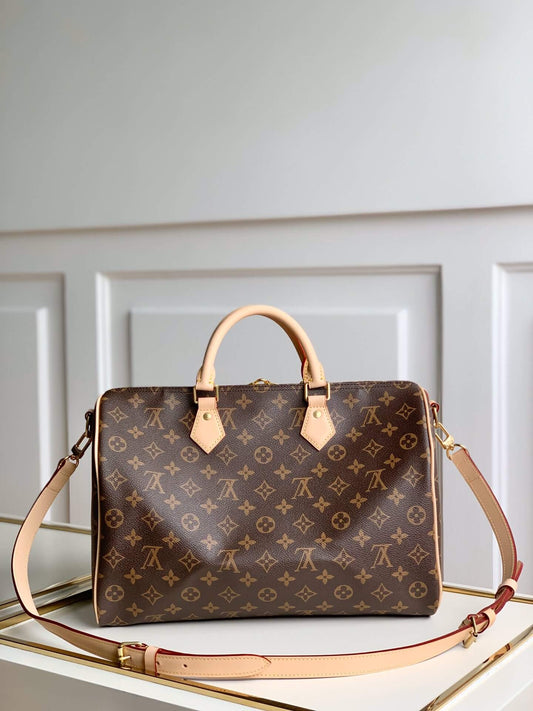 M41111 SPEEDY BANDOULIERE 35 Monogram Canvas Real Leather Trim