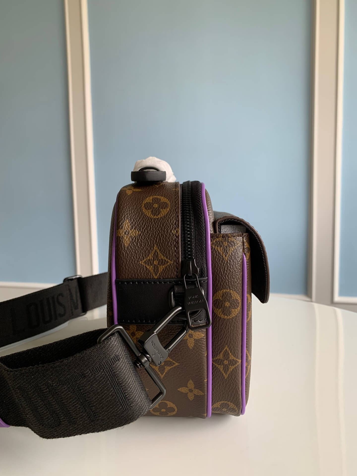 M46246 S LOCK MESSENGER Monogram Macassar purple man bag Sac Plat shoulder bag