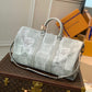 LV Keepall Bandouliere 50 Damier Salt Canvas Stone Grey For Men, Bags, Travel Bags 19.7in/50cm LV N50069
