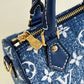 LV Nano Speedy Monogram Jacquard Denim Blue For Women, WoBags 6.3in/16cm LV M81168