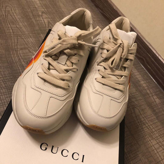 BL-GCI  Ivory Leather Rhyton Square Logo Sneaker 048