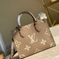 LV OnTheGo PM Tote Bag Monogram Empreinte Beige/Cream For Women, Women’s Handbags, Shoulder And Crossbody Bags 9.8in/25cm LV M45779