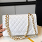 Chanel Classic Medium Flapbag Golden Hardware White 10in/25.5cm