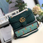 gg Marmont Small Matelassé Shoulder Bag Green Matelassé Chevron For Women 10in/26cm 443497