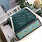 gg Marmont Small Matelassé Shoulder Bag Green Matelassé Chevron For Women 10in/26cm 443497