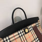 BB Small Vintage Check Society Top Handle Bag For Women, Bags 14.6in/37cm