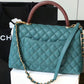 ChanelLarge Flap Bag With Top Handle Teal For Women, Women’s Handbags, Shoulder And Crossbody Bags 11in/28cm A92991