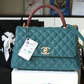 ChanelLarge Flap Bag With Top Handle Teal For Women, Women’s Handbags, Shoulder And Crossbody Bags 11in/28cm A92991