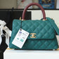 ChanelMedium Flap Bag With Top Handle Teal For Women, Women’s Handbags, Shoulder And Crossbody Bags 9in/23cm A92990