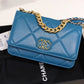 CHL 19 WOC Flap Bag 20cm Goatskin Leather Spring/Summer Act 1 Collection, Blue