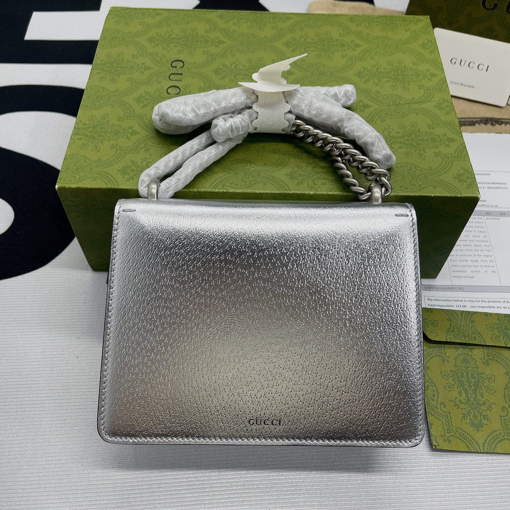 gg Dionysus Super Mini Bag Silver For Women, Women&#8217;s Bags 6.5in/17cm gg 476432 1TRBN 8173