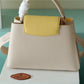 LV Capucines MM Taurillon Creme Beige/ Plume Yellow Berlingot For Women, Women’s Bags, Shoulder And Crossbody Bags 12.4in/31.5cm LV M59883