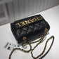 ChanelFront Logo Small Flap Bag Gold Hardware Black For Women, Women&#8217;s Handbags, Shoulder Bags 8.2in/21cmAS1490