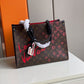 LV Onthego MM Fall In Love Monogram Heart Tote Bag Brown For Women 35cm LV