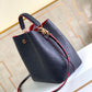 LV NeoNoe MM Bucket Bag Monogram Empreinte Navy Blue/Red For Women, Women’s Handbags, Shoulder And Crossbody Bags 10.2in/26cm LV M45306