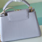 LV Capucines MM Taurillon Light Blue/ Creme For Women,  Shoulder And Crossbody Bags 31.5cm/12.4in LV 