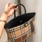 BB Small Vintage Check Society Top Handle Bag For Women, Bags 14.6in/37cm