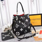LV NeoNoe MM Bucket Bag Monogram Flowers Black/White For Women,  Shoulder And Crossbody Bags 10.2in/26cm LV M45497