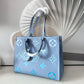 LV OnTheGo MM Monogram Empreinte Summer Blue For By The Pool Collection, Women Handbags, Tote Bags 13.8in/35cm LV M45718