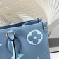 LV OnTheGo MM Monogram Empreinte Summer Blue For By The Pool Collection, Women Handbags, Tote Bags 13.8in/35cm LV M45718