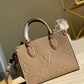 LV OnTheGo PM Tote Bag Monogram Empreinte Beige For Women, Women’s Handbags, Shoulder And Crossbody Bags 9.8in/25cm LV