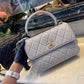 Chanel Classic Flap Bag Gold Toned Hardware Grey 9.8in/25cm