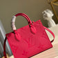 LV OnTheGo PM Tote Bag Monogram Empreinte Rosy For Women, Women’s Handbags, Shoulder And Crossbody Bags 9.8in/25cm LV M45660