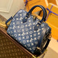 LV Speedy Bandouliere 25 Monogram Denim Jacquard Navy Blue For Women, WoHandbags 9.8in/25cm LV M59609