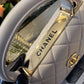 Chanel Classic Flap Bag Gold Toned Hardware Grey 9.8in/25cm