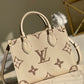 LV Onthego PM Monogram Empreinte Tourterelle Grey/Beige For Women,  Shoulder And Crossbody Bags 9.8in/25cm LV M45654